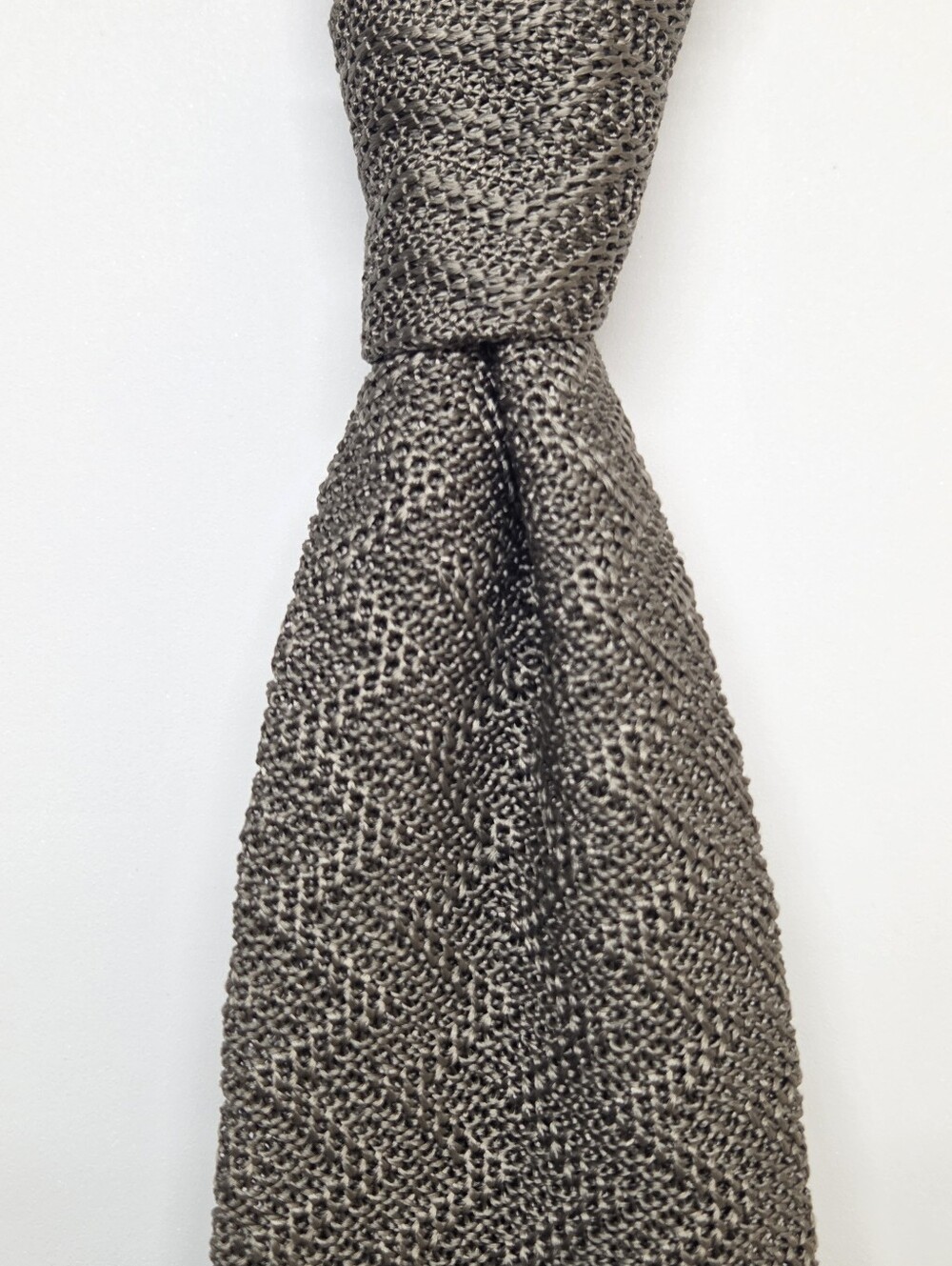 Vintage Silk Knit Tie Charcoal Grey Heather Square End Made Italy